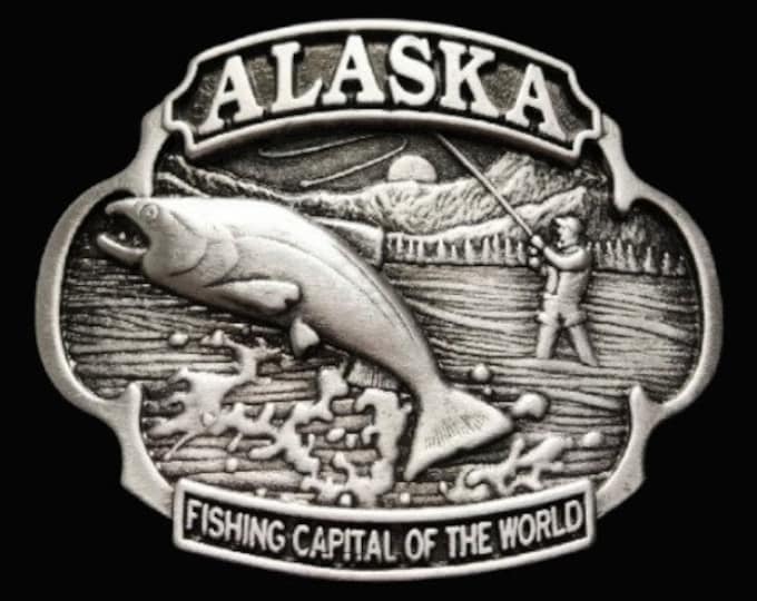 Alaska Fishing Fish Fisherman Capital World Belt Buckle Buckles