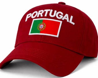 Portugal Flag Unisex Cap White  Embroidered Baseball Hat for Soccer Fans
