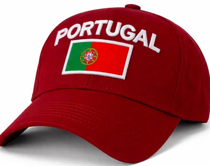 Portugal Flag Unisex Cap White  Embroidered Baseball Hat for Soccer Fans