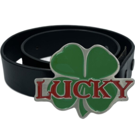 New Irish 4 leaf clover belt buckle Lucky Belt Buckle, Irish St Patrick Four Leaf Clover Lucky  main image 3