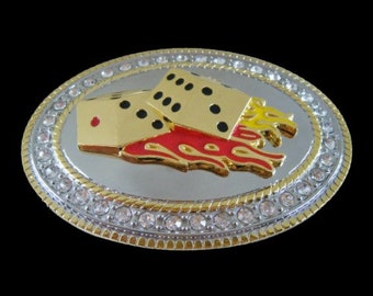 Dices Flames Gambling Dice Craps Casino Vegas Cool Belt Buckle