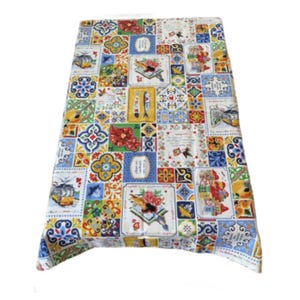Nappe 100 % coton Portugal Azulejos portugais et motifs traditionnels