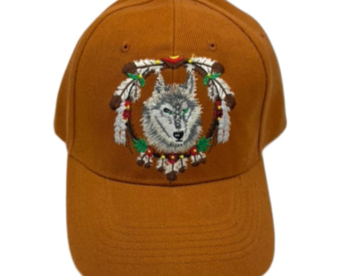 Wolf Baseball Cap Hat Native Dream Catcher Feathers Wolves Hats Ball Caps