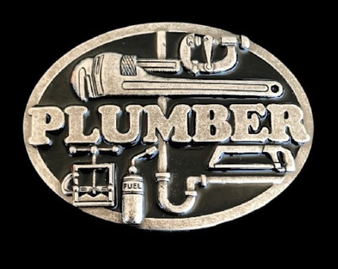 Plumber Pipe Wrench Pipes Border Tools Occupational Belt Buckle