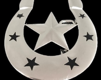 Horseshoe Stars Cowboy Cowgirl Western Rodeo Horse Belt Buckle