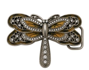 Yellow Rhinestone Dragonfly Fashion Insect Belt Buckle Boucle De Ceinture