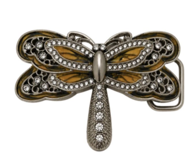 Yellow Rhinestone Dragonfly Fashion Insect Belt Buckle Boucle De Ceinture