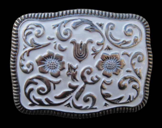 Western Men's Women's Cool White Flowers Belt Buckle Buckles