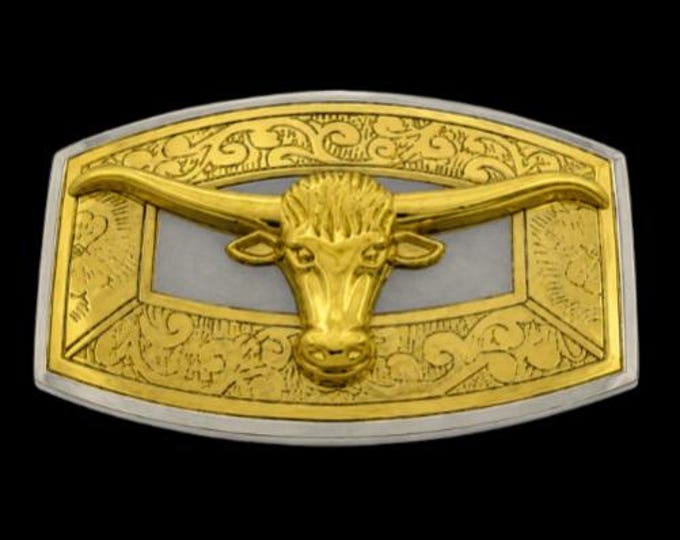 Cool Texas Longhorns Cow Steer Western Belt Buckle