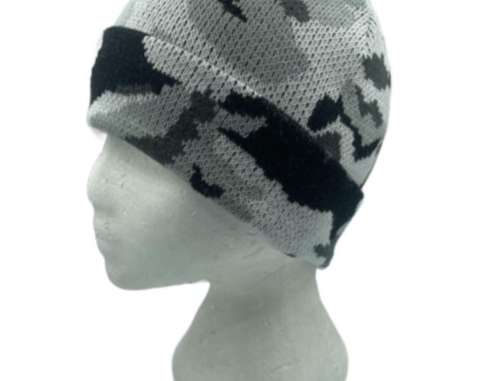 Camo Beanie Cap Plain Knit Ski Hat Cuff Winter Solid Warm Women's Winter Hats