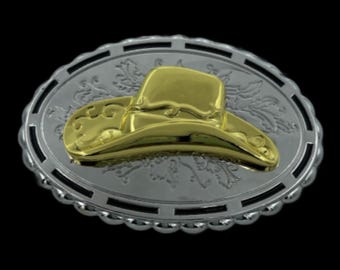 Western Cowboy Cowgirl Gun Hat Rodeo Golden Belt Buckle