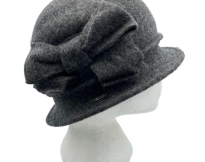 Women's Flower 1920s Winter 100% Wool Gatsby Beret Beanie Cloche Bucket Hat