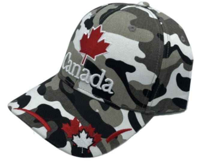 Canada Country Flag Red Maple Leaf Forest Camouflage Embossed Hat Cap