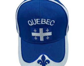 Quebec Flag Canada Fleur De Lys Hat Cap Baseball Blue Embroidered New