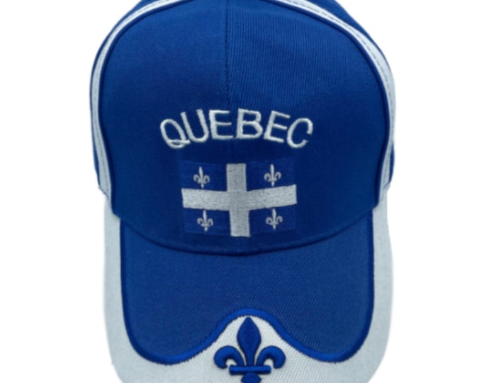 Quebec Flag Canada Fleur De Lys Hat Cap Baseball Blue Embroidered New