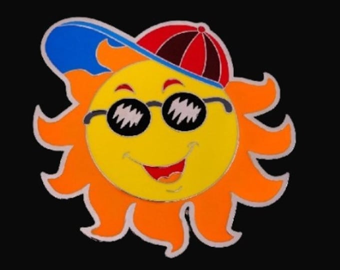 Colorful Hot Yellow Summer Sun Hat Glasses Cool Belt Buckle
