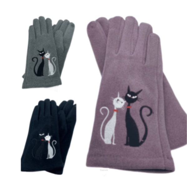 Gants tendance hiver chauds pour femmes avec chats