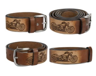 Western Belt Genuine Leather Motorcycle Decorated Rodeo Cowboy Snap On Belts