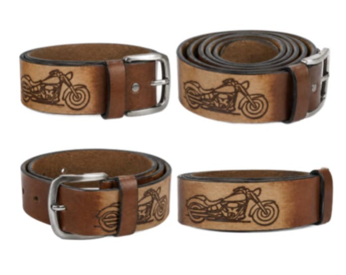 Western Belt Genuine Leather Motorcycle Decorated Rodeo Cowboy Snap On Belts