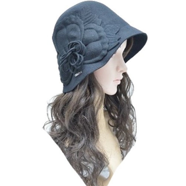 Bonnet cloche d'hiver en laine GATSBY pour femme des années 20