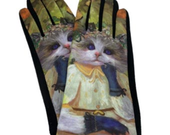 Women's Winter Warm Fashion Colourful Gloves With Cat Cats Lover