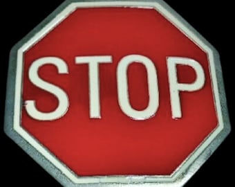 Stop Sign Street Road Car Racing Signal Driver Belt Buckle