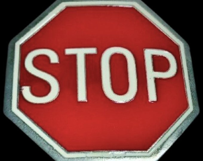 Stop Sign Belt Buckle Red Signal Highway Road Street Signs Belts Buckles