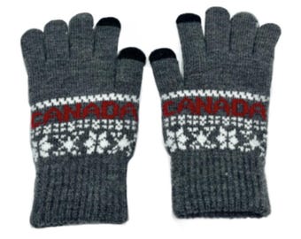 Unisex Canada Gloves Thermal Warm Winter Knitted Pattern iTouch