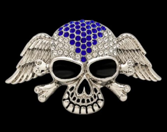 Belt Buckle Jolly Roger Pirate Flag Rhinestone Skulls Wings Crossbones Belts Buckles