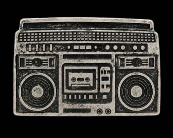 Boom Box Radio Belt Buckle Pewter Tone Huge Stereo Music