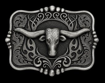 Longhorn Belt Buckle Cow Steer Longhorns Western Belts & Buckles Boucle Ceinture