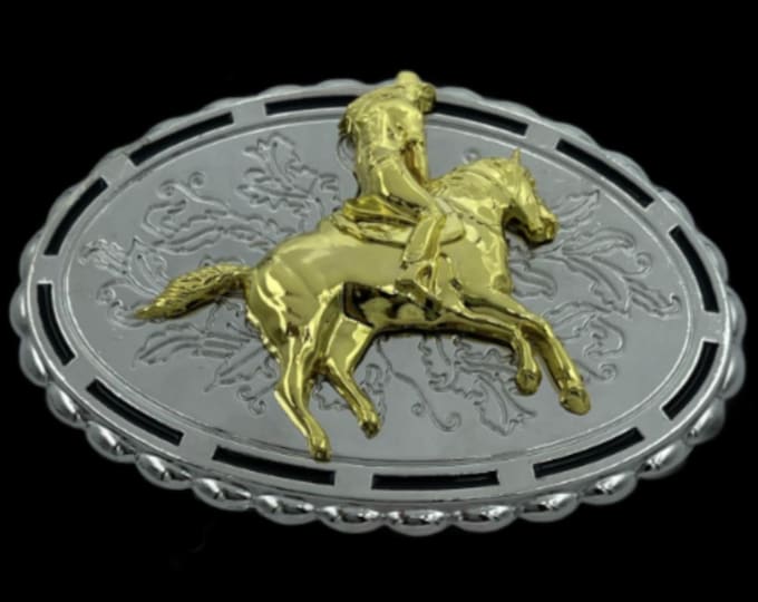 Silver Gold Horse Rodeo Rider Western Belt Buckle Cowboy Buckles
