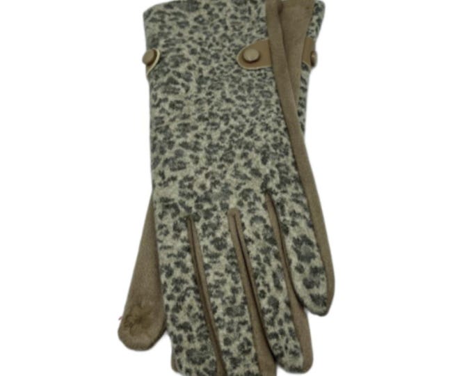 Women's Animal Print Cheetah Leopard Gloves Winter Fashion