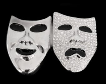Masquerade Rhinestone Theatre Mask Phantom Belt Buckle Happy Sad Masks Buckles