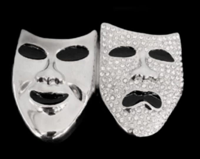 Masquerade Rhinestone Theatre Mask Phantom Belt Buckle Happy Sad Masks Buckles