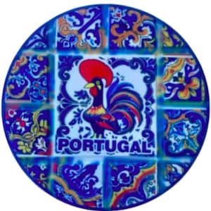 Porta-copo Azulejo Azul Tradicional Português Portugal Galo de Barcelos Cortiça