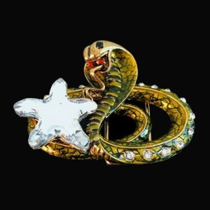 Snake Serpent Cobra Reptile Rhinestone Buckle Buckle Boucle De Ceinture