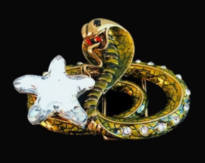 Snake Serpent Cobra Reptile Rhinestone Buckle Buckle Boucle De Ceinture