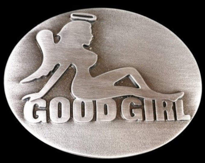 Good Girl Sexy Halo Wings Angel Naked Funny Bar Joke Belt Buckle