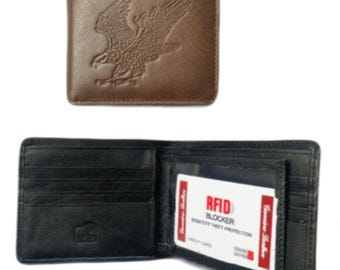 Men’s American Eagle Embossed Design Genuine Leather Trifold Wallet