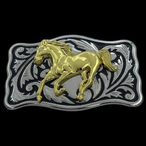 Golden Horse Head Belt Buckle Western Rodeo Style Cowboy Cowgirl Fashion