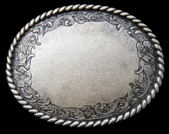 Flower Floral Engravable Cool Western Cowgirl Cowboy Belt Buckles