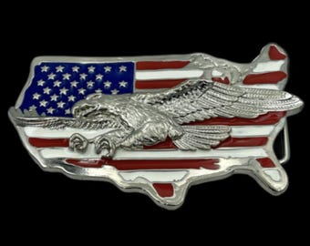 United States America USA Map Bald Eagle Belt Buckle Buckles