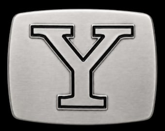 Initial Y Letter Name Tag Monogram Chrome Belt Buckle Buckles