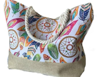 New Fashion Wind Dream Catcher Beach Canvas Large Tote Bag Handbag
