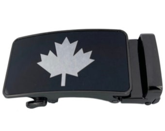 Belt Buckle Canada Flag Black White Self Locking Buckles