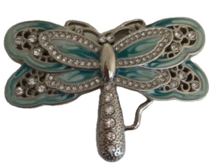 Blue Rhinestone Dragonfly Fashion Insect Belt Buckle Boucle De Ceinture