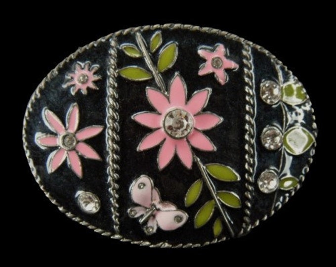 Flower Belt Buckle Hippie Butterfly Rhinestone Buckles