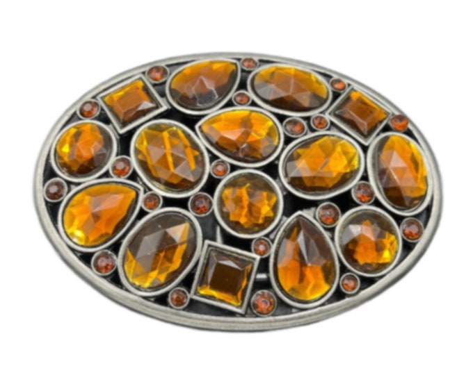 Orange Stones Rhinestones Belt Buckle Buckles