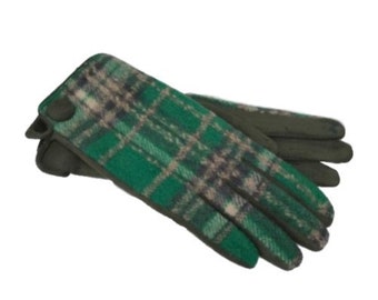 Women's Soft Warm Classic Tartan Plaid Check Pattern Smart Touch Screen Glove